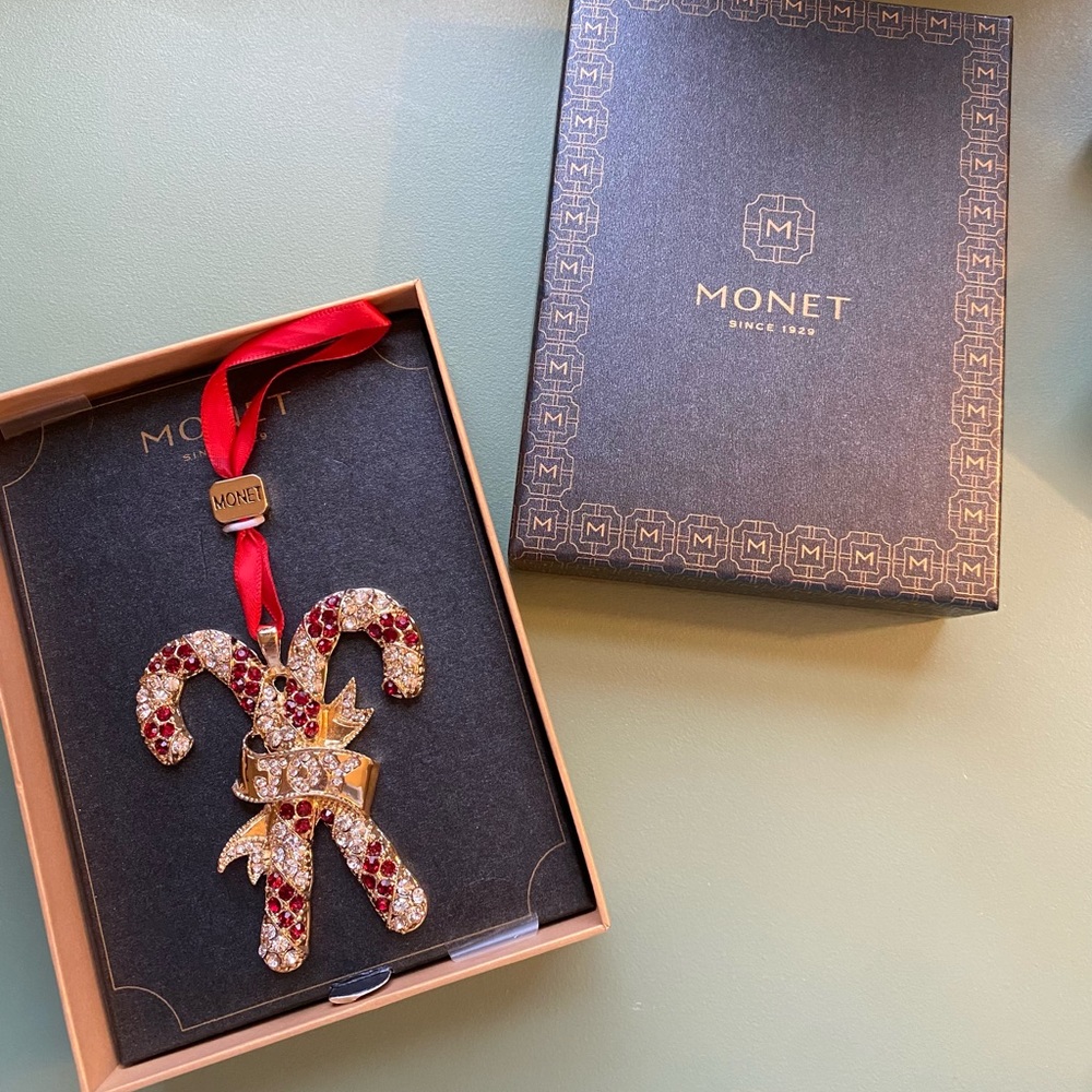 Monet Candy Cane Christmas Ornament
